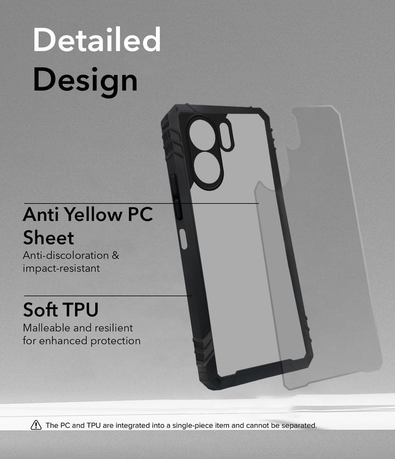 Jkobi Crystal Back Cover Case for Oppo A5X (Ultimate Shockproof Bumpers | Anti Yellow | Rugged Armor | Hybrid PC | Black) - Image 3