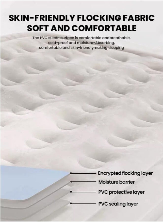 Eworld Single Inflatable Heightened Air Mattress with Built-In Pump – One-Touch Automatic Inflation/Deflation Portable Air Bed for Home, Camping & Travel (190 × 100 × 40 cm) - Assorted Colors - Image 4