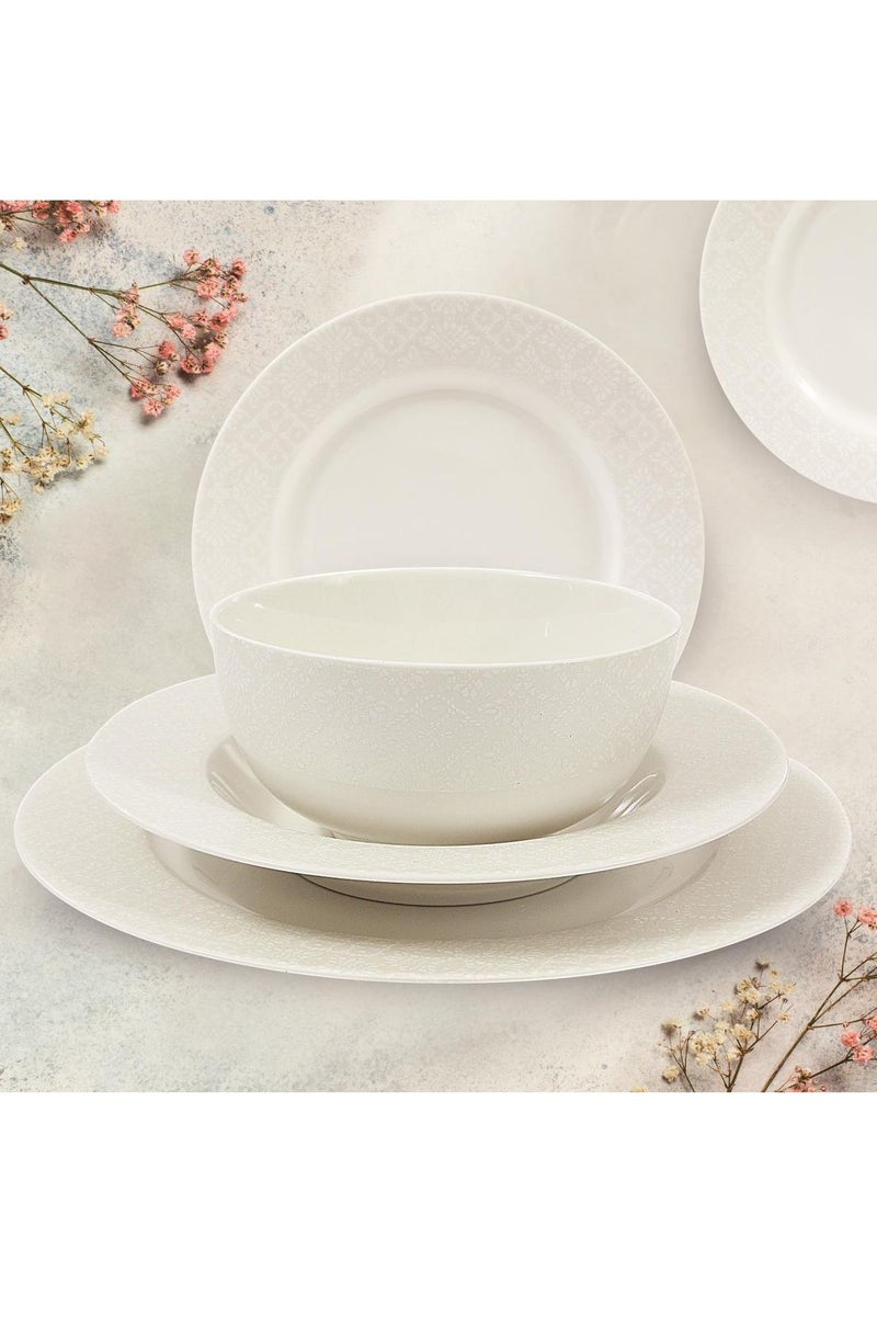 تراست طقم عشاء من البورسلين مكوّن من 16 قطعة باللون الأبيض؛ 4 قطع أطباق عشاء مقاس 27 سم، 4 قطع أطباق شوربة مقاس 22 سم، 4 قطع أطباق جانبية مقاس 20.5 سم، 4 قطع سلطانية مقاس 14 سم. - Image 2