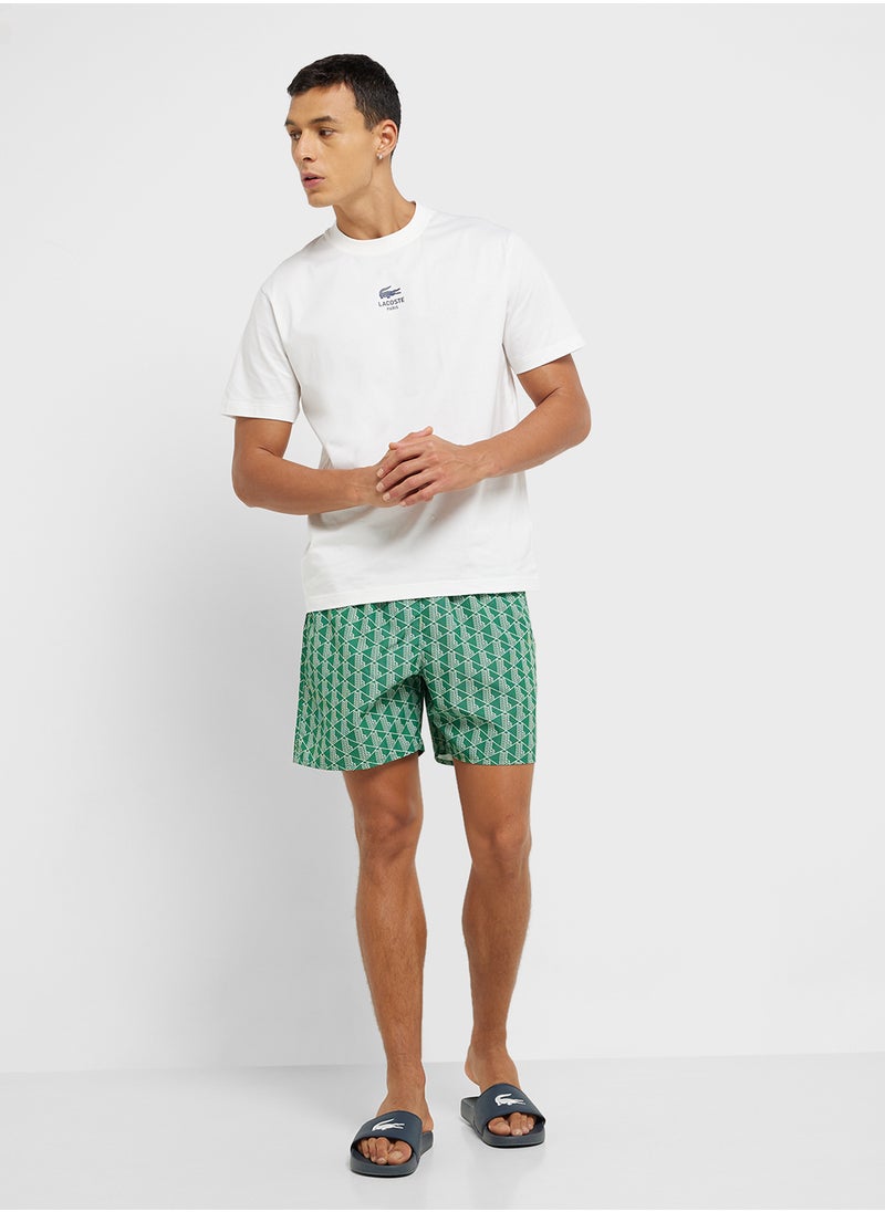 LACOSTE - Pattern Printed Swim Shorts - Image 1