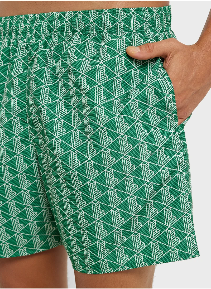 لاكوست Pattern Printed Swim Shorts