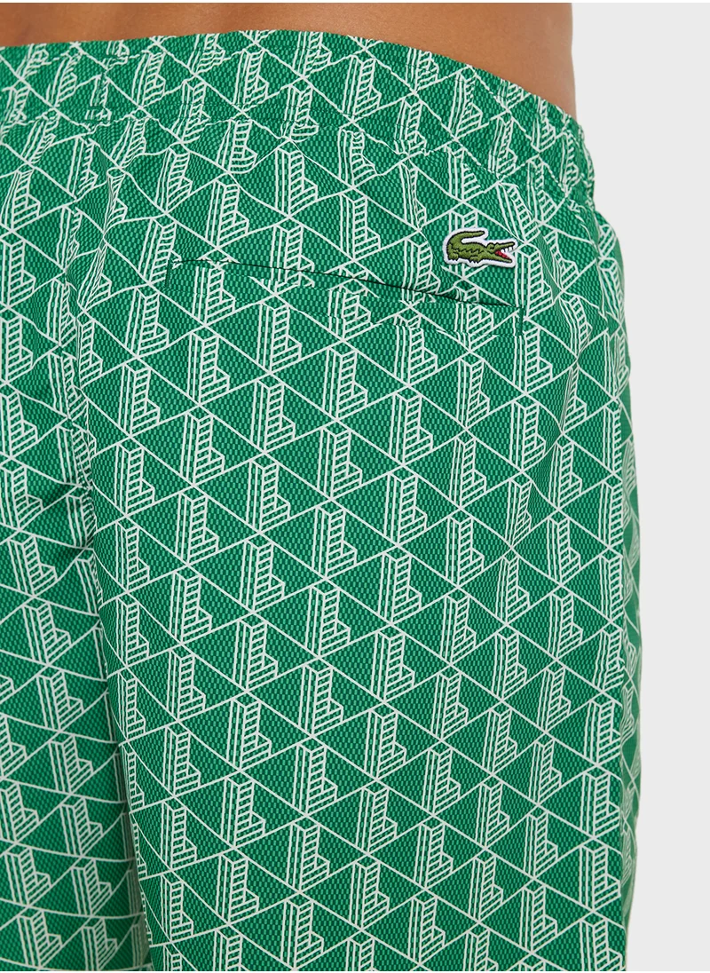 لاكوست Pattern Printed Swim Shorts