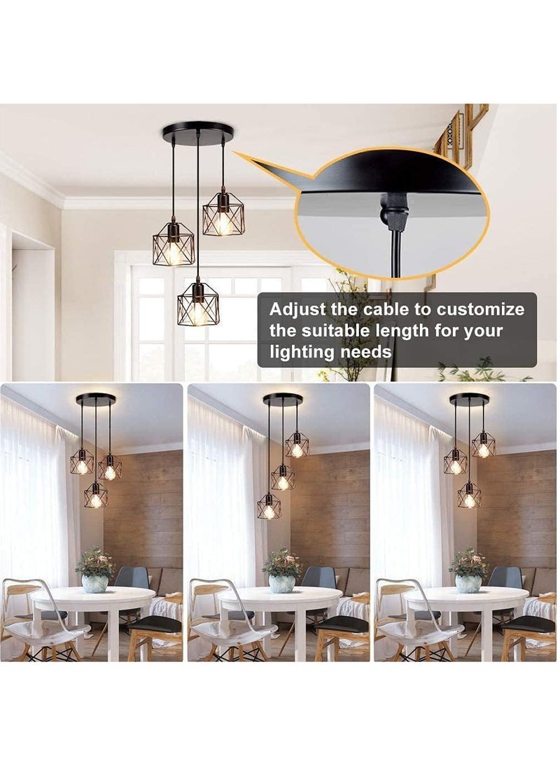 RATSAW Hanging Pendant Lights Vintage 3 Lights Ceiling Lamp for Kitchen Dining Room Bulbs Include  - Image 4