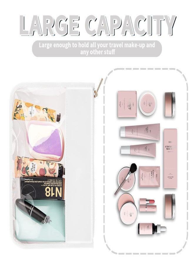 حقيبة إيكيموت الشفافة المزودة بسحاب، حقيبة مكياج شفافة يمكنك صنعها بنفسك، حقيبة مستحضرات تجميل للنساء والفتيات، حقيبة سفر أنيقة من الشنيل، حقيبة أدوات تجميل جلدية (أبيض) - Image 4