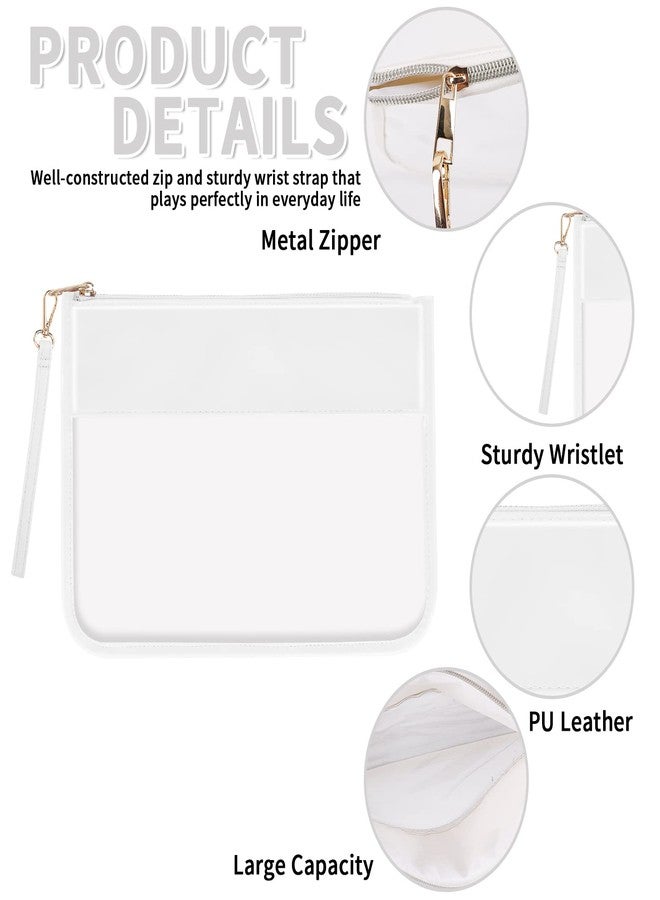 حقيبة إيكيموت الشفافة المزودة بسحاب، حقيبة مكياج شفافة يمكنك صنعها بنفسك، حقيبة مستحضرات تجميل للنساء والفتيات، حقيبة سفر أنيقة من الشنيل، حقيبة أدوات تجميل جلدية (أبيض) - Image 3