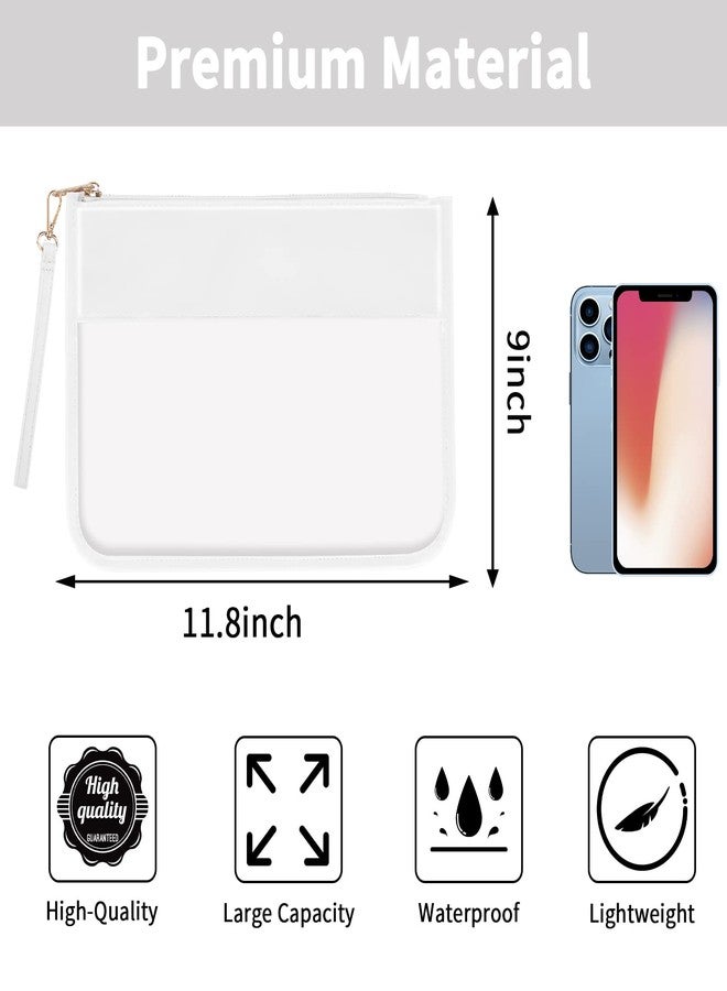 حقيبة إيكيموت الشفافة المزودة بسحاب، حقيبة مكياج شفافة يمكنك صنعها بنفسك، حقيبة مستحضرات تجميل للنساء والفتيات، حقيبة سفر أنيقة من الشنيل، حقيبة أدوات تجميل جلدية (أبيض) - Image 2