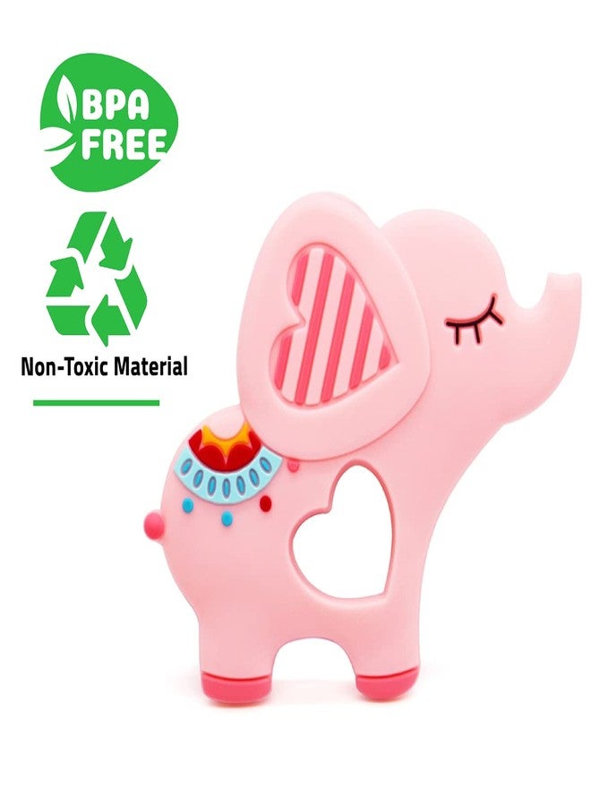 GUCHIGU Teethers for Babies | BPA Free Silicone Soft Baby Toys | Elephant Shaped Baby Gum Molar Chew Toy Releive Long Tooth Pain | Toodle Teething Pacifier BT9021C (6-12 Months, Pink) - Image 2