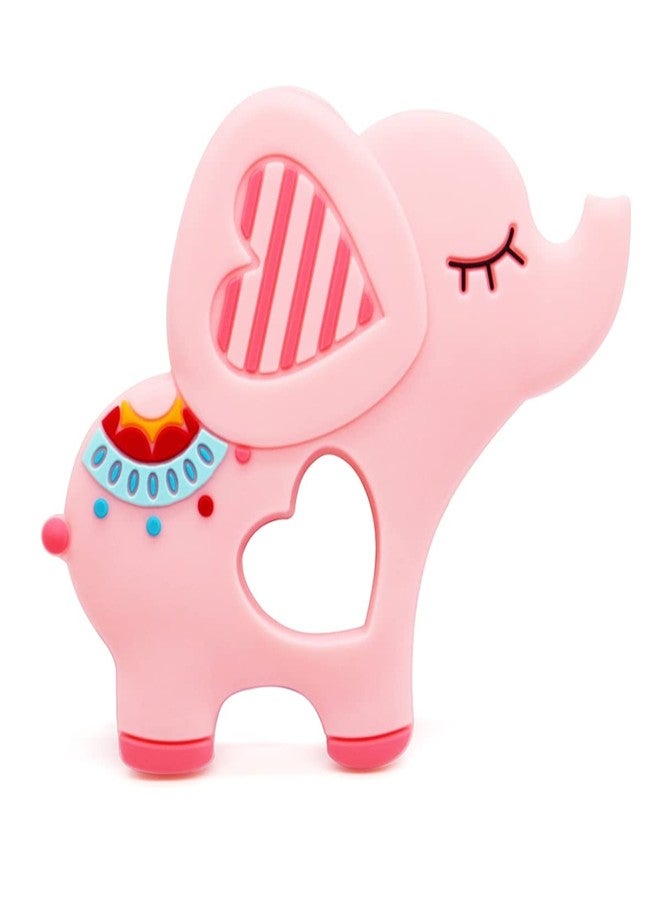 GUCHIGU Teethers for Babies | BPA Free Silicone Soft Baby Toys | Elephant Shaped Baby Gum Molar Chew Toy Releive Long Tooth Pain | Toodle Teething Pacifier BT9021C (6-12 Months, Pink) - Image 1