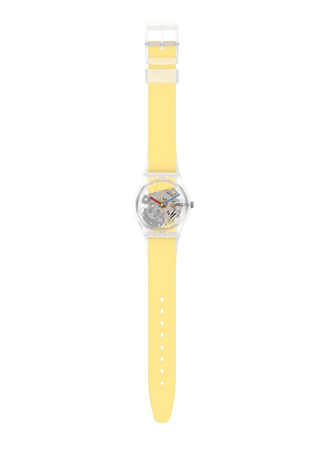 Swatch ساعة يونيكس بلاستيكية كوارتز مخططة باللون الأصفر الواضح - Image 2