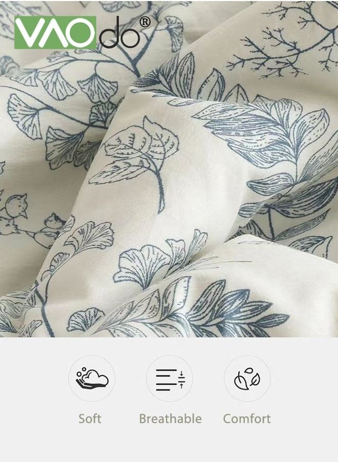 VAOdo 4PCS Comforter Set Skin-Friendly Breathable Double-Sided Design Duvet Cover Set Type A Double-Layer Yarn Washed Cotton and Linen Four-Piece Set  - Image 2