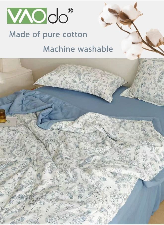 VAOdo 4PCS Comforter Set Skin-Friendly Breathable Double-Sided Design Duvet Cover Set Type A Double-Layer Yarn Washed Cotton and Linen Four-Piece Set  - Image 4