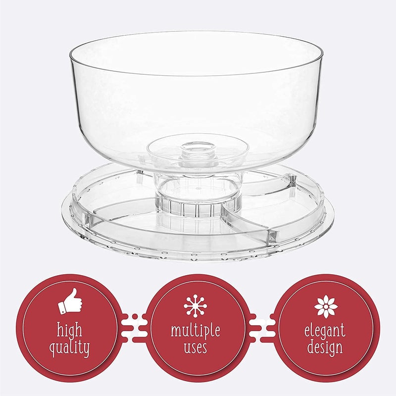 azzeell Acrylic Cake Stand with Dome Cover and Cake Plate (12'') 6 in 1 Multi-Functional Serving Platter and Cake Plate - Use as Cake Holder, Salad Bowl, Platter, Punch Bowl, Desert Platter, Nachos & Sals - Image 4