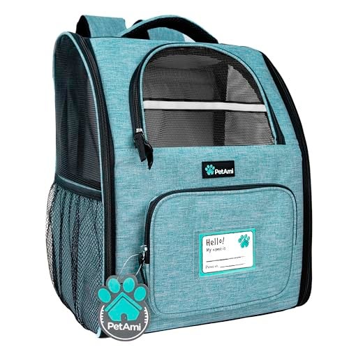 PetAmi Dog Backpack Carrier for Small Large Cat Pet Puppy Ventilated Pet Hiking Backpack Travel Bag Airline Approved Cat Backpack Carrier Camping Biking Dog Bag Up to 18lbs Pet Teal Turquoise - Image 1