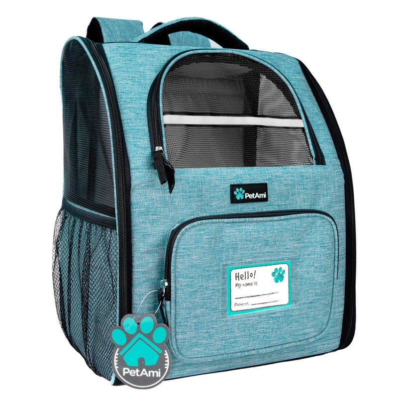 PetAmi Dog Backpack Carrier for Small Large Cat Pet Puppy Ventilated Pet Hiking Backpack Travel Bag Airline Approved Cat Backpack Carrier Camping Biking Dog Bag Up to 18lbs Pet Teal Turquoise - Image 2