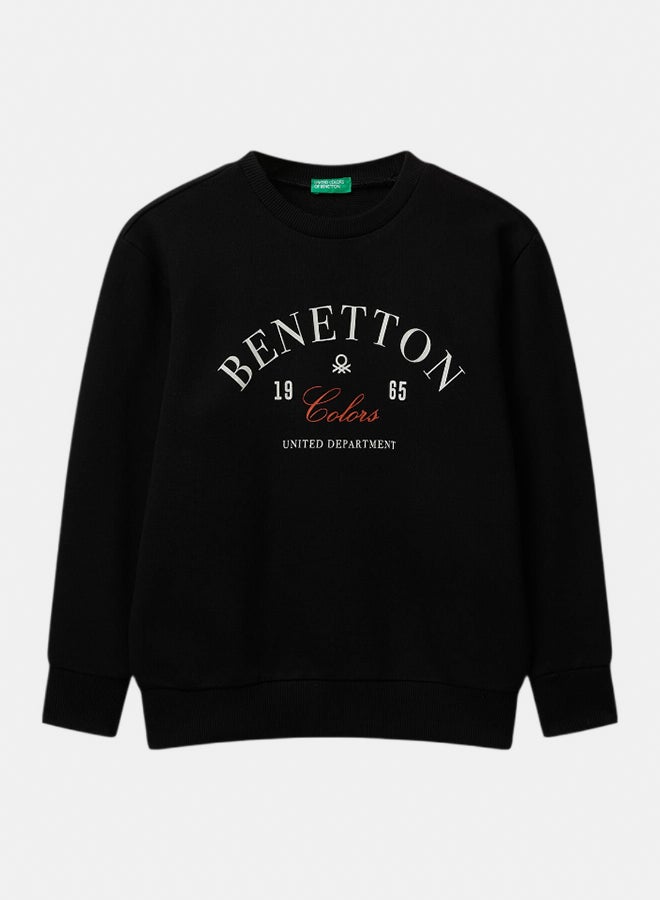 Benetton Boys Cotton sweatshirt with logo - Image 1