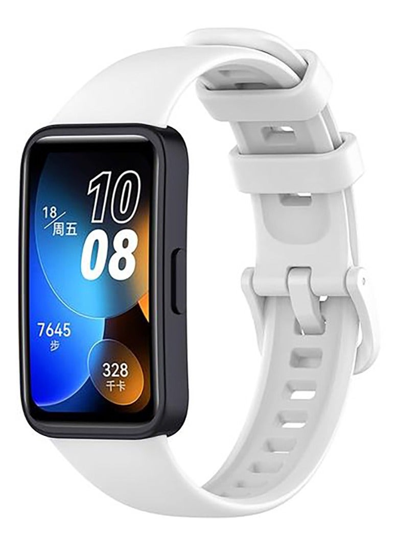 سوار رياضى مخرم من السليكون لهواوى باند 8 - ابيض Huawei Band 8 - Image 2