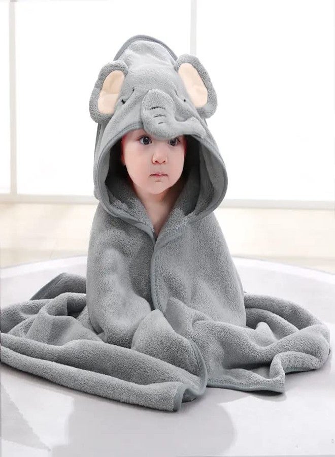 MumsLap Hooded Baby Towel - Premium Soft Baby Bath Towel for Bathtub for Newborn, Infant-Ultra Absorbent, Natural Baby Stuff Towel for Boys and Girls (Bear, Kitty & Puppy) (Elephant) | Polyester Blend - Image 1