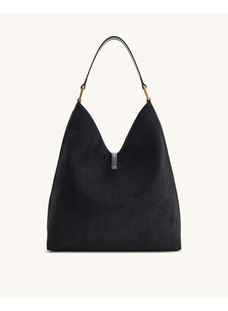 JW PEI tote bag large capacity crossbody bag Aria synthetic suede shoulder bag - black - Image 3
