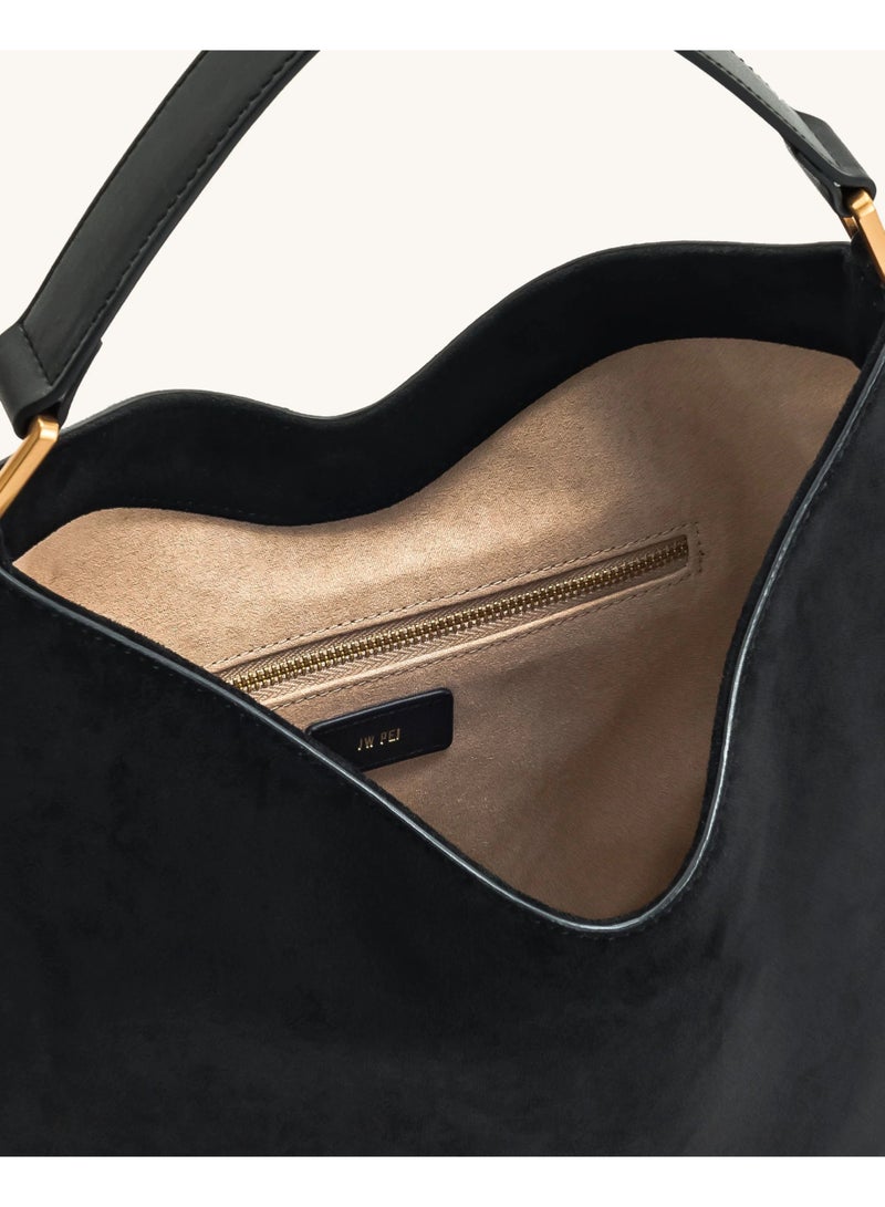 JW PEI tote bag large capacity crossbody bag Aria synthetic suede shoulder bag - black - Image 4