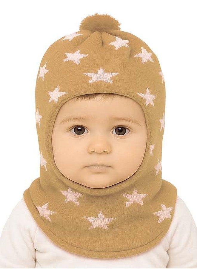 CHACKO Baby Boys & Girls Soft Woolen Monkey Cap | Unisex Wool Skull Cap for Infants & Toddlers (0 Months to 3 Months) Beige - Image 1