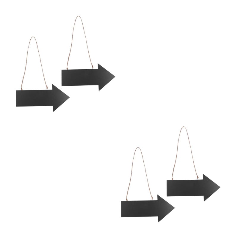 4 pcs Arrow Chalkboard Sign with Twine Hanging Chalkboard Housewarming (Black) - Image 1