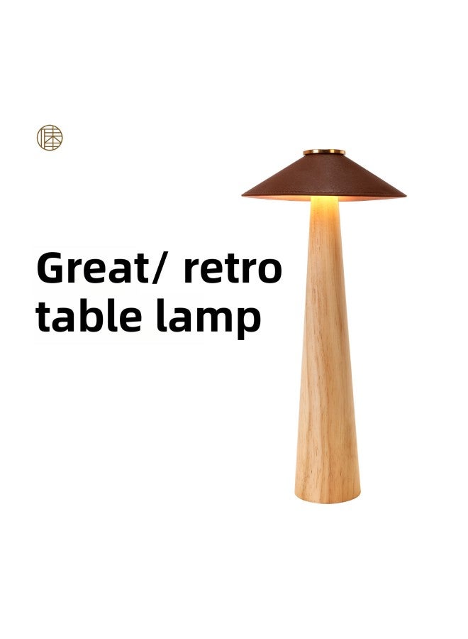 إسكدنيا سجل مصباح طاولة الرجعية غرفة نوم بسيطة غرفة المعيشة LED خالية من الأسلاك مصباح طاولة قابلة للشحن مصباح السرير مصباح طاولة بار-المواصفات: لون الخشب - Image 3