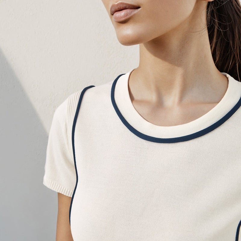 Iconic Ribbed T-shirt with Contrast Piping - Image 4
