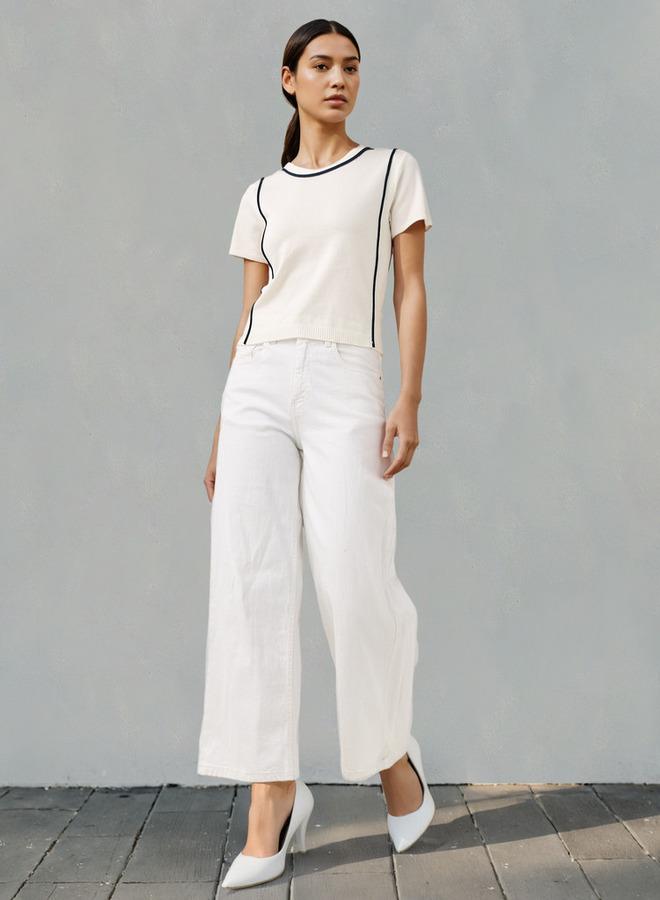 Iconic Ribbed T-shirt with Contrast Piping - Image 2