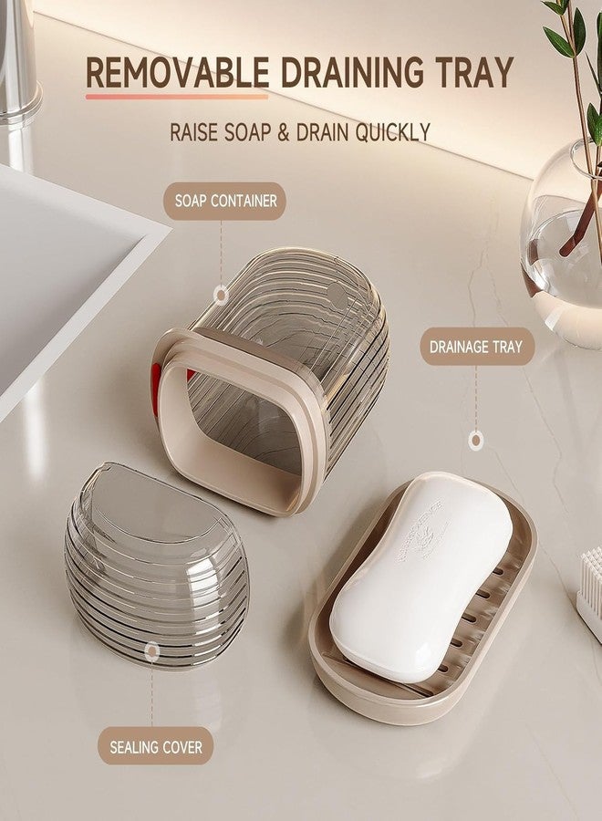 YUVEO Travel Soap Case, Soap Container for Traveling, Leakproof Soap Container with Lid, Portable Bar Soap Holder, Bar Soap Travel Case for Camping, Outdoor, Bathroom, Gym (Brown Transparent) Pack of 2 Pcs - Image 4