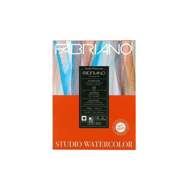 Fabriano Studio Watercolour Paper Block, 25% Cotton – 20 Sheets, Hot Pressed, 300 GSM, 22.9 x 30.5 cm|Ideal for Watercolour, Tempera, Gouache, Acrylic, Ink and Drawing. - Image 4