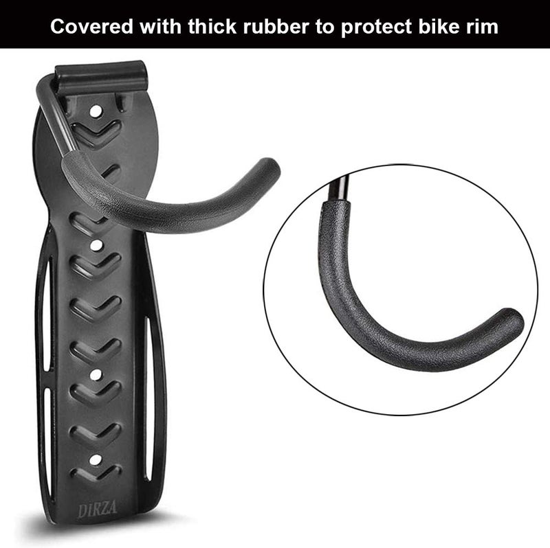 Dirza Bike Rack Garage Wall Mount Bike Hanger Bike Hooks Bike Storage Bicycle Vertical System for Garage Indoor Shed - Easily Hang/Detach - Holds up to 65 lb with Screws Black - Image 4