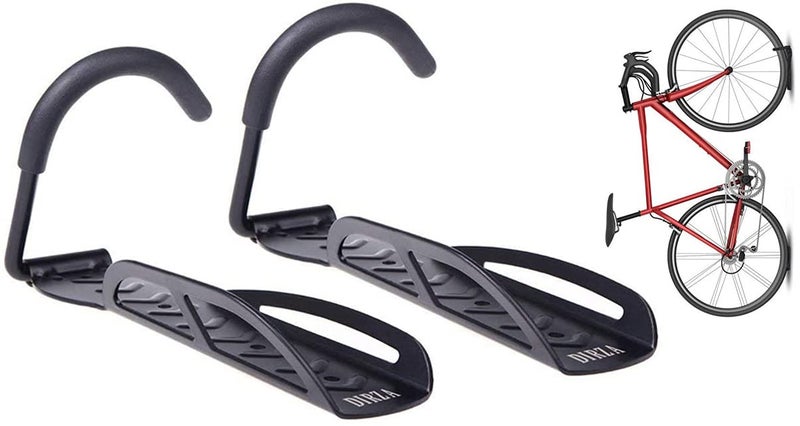Dirza Bike Rack Garage Wall Mount Bike Hanger Bike Hooks Bike Storage Bicycle Vertical System for Garage Indoor Shed - Easily Hang/Detach - Holds up to 65 lb with Screws Black - Image 1