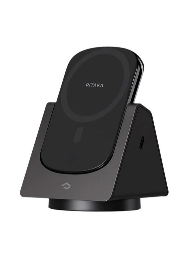 PITAKA Wireless Charger 3 in 1 Qi Fast Charging Stand [MagEZ Slider] Magnetic Charging Station for iPhone 15/14/13/12