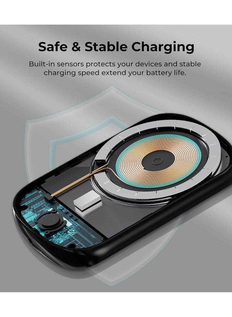 PITAKA Wireless Charger 3 in 1 Qi Fast Charging Stand [MagEZ Slider] Magnetic Charging Station for iPhone 15/14/13/12