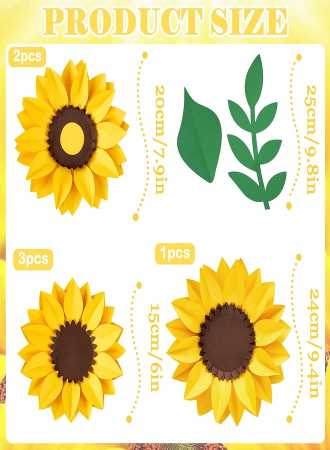 paper jazz 15pcs Sunflower Wall Decor, Paper Flower for Wall with 3D Artificial Flowers Yellow Bulletin Board Decoration Large Paper Flower for Background for Living Room Office Garden Wedding. - Image 2