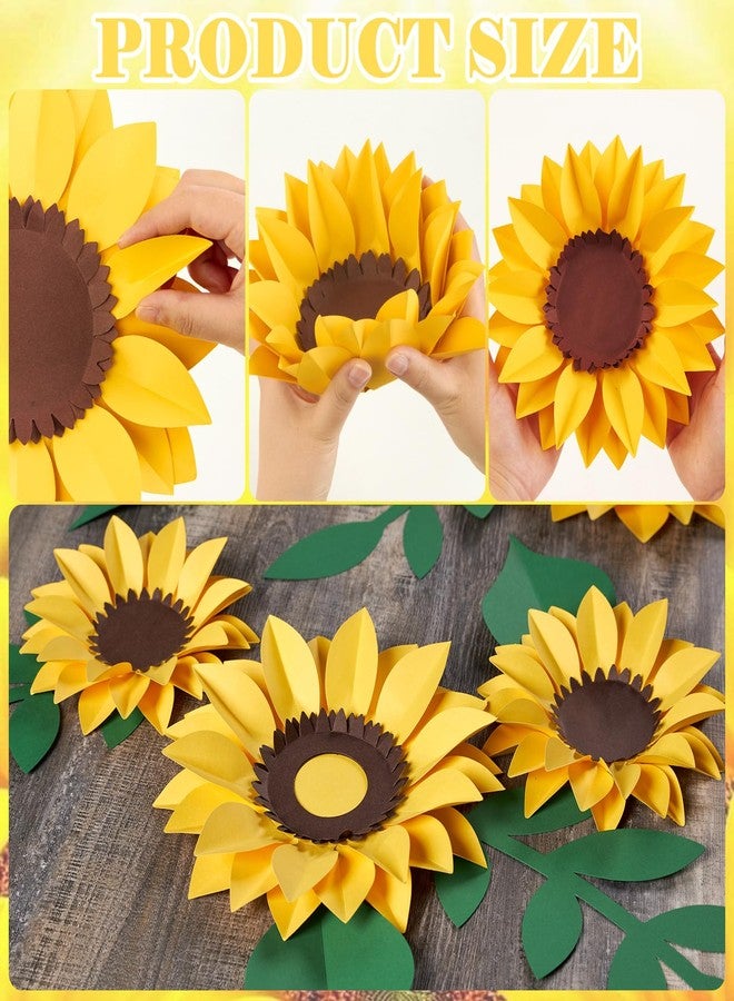 paper jazz 15pcs Sunflower Wall Decor, Paper Flower for Wall with 3D Artificial Flowers Yellow Bulletin Board Decoration Large Paper Flower for Background for Living Room Office Garden Wedding. - Image 3