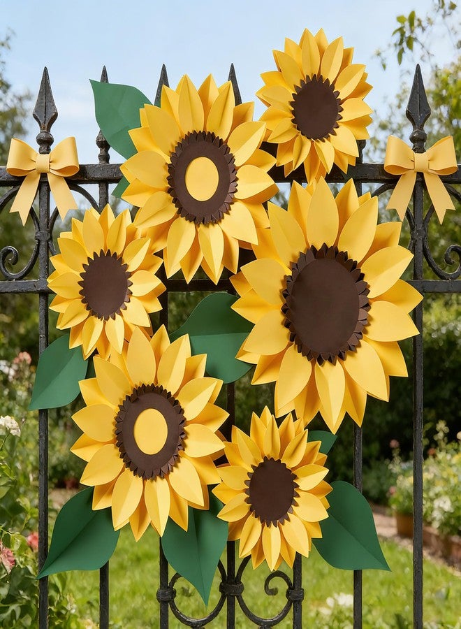 paper jazz 15pcs Sunflower Wall Decor, Paper Flower for Wall with 3D Artificial Flowers Yellow Bulletin Board Decoration Large Paper Flower for Background for Living Room Office Garden Wedding. - Image 4