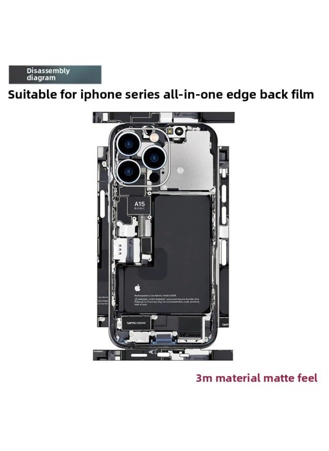 ماركة غير محددة - مناسب لهاتف Iphone15promax فيلم خلفي للهاتف المحمول شامل 14plus قطعة واحدة حافة ملونة 13pro إطار جانبي - اللون: [صورة تفكيك] فيلم خلفي + حجم الحدود: لهاتف Iphone 12 Mini - Image 1