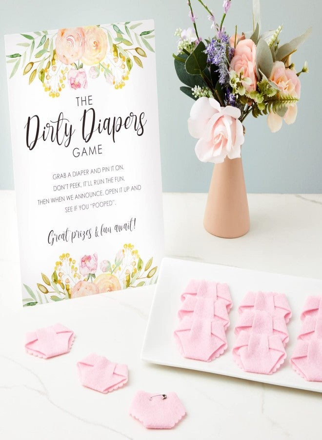 Sparkle and Bash Baby Shower Games Dirty Diaper Activity - 12 Pink Felt Minis & 8.5 x 11-Inch Instruction Card - Diapers for Baby Shower Game - Image 2