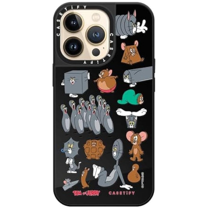 Casetify Mirror Case for iPhone 13 Pro 【Tom and Jerry Colab/Reflective / 4.9ft Drop Protection/Compatible with Magsafe】 - Pattern Sticker - Black on Black - Image 4