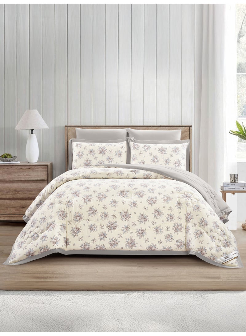 Doona Bedding Comforter Set, Fits 200×200 cm King Size Bed – 6 Pcs Reversible Printed Design – 350 GSM All-Season Comforter – Premium Brushed Microfiber - Image 1