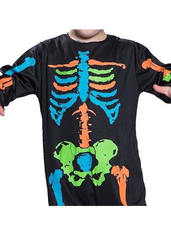 برين جيجلز قهقهات الدماغ بدلة بيجامة هيكل عظمي متعددة الألوان زي تنكري بألوان نيون للأطفال الصغار زي حفلة تنكرية - صغير - Image 4