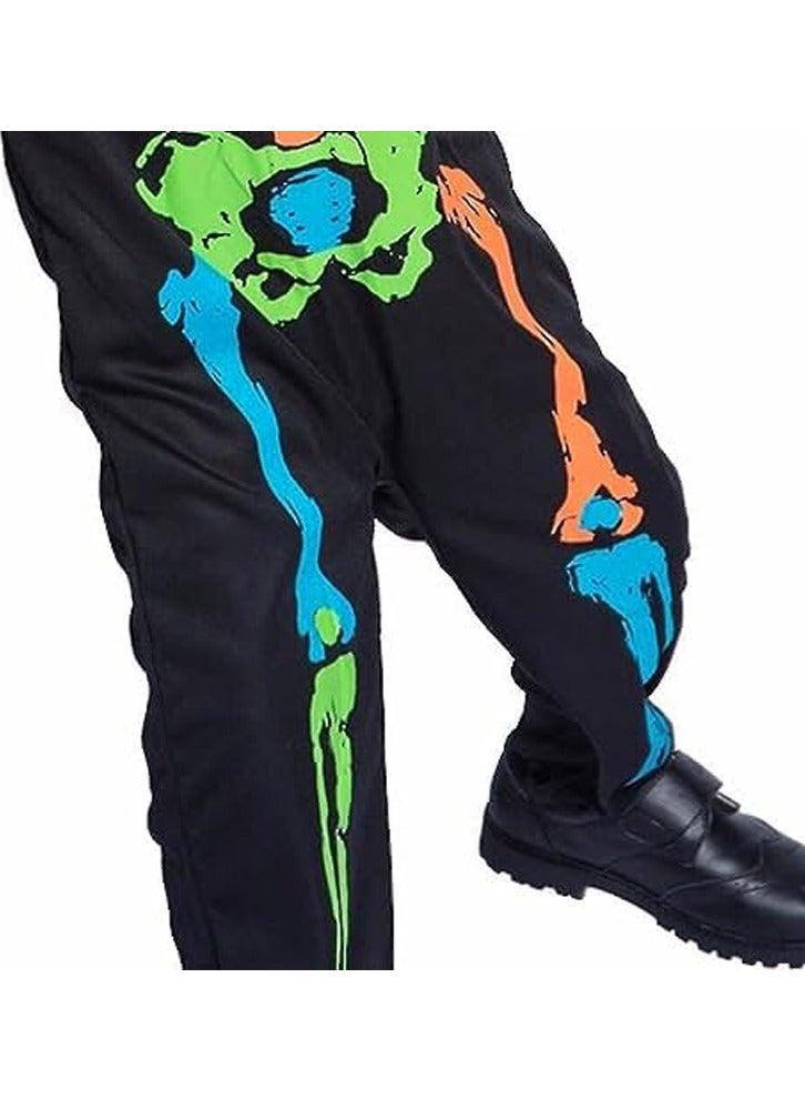 برين جيجلز قهقهات الدماغ بدلة بيجامة هيكل عظمي متعددة الألوان زي تنكري بألوان نيون للأطفال الصغار زي حفلة تنكرية - صغير - Image 3