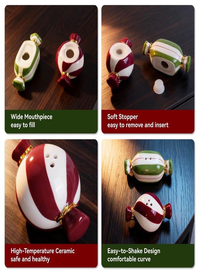 طقم رشاشات ملح وفلفل على شكل حلوى عيد الميلاد من DIF DECO، رشاشات ملح صغيرة لطيفة، عبوات توابل مرسومة يدويًا لعيد الميلاد، مثالية للطبخ المنزلي، والسفر، والشواء، وتزيين المطبخ والمطاعم. - Image 4