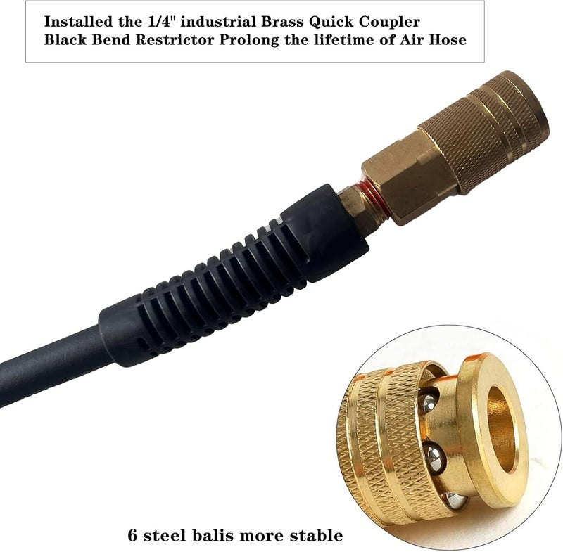 Furesn 3/8 in x 100 ft Heavy Duty Hybrid Air Hose - Kink Resistant with Brass Fittings - Image 3