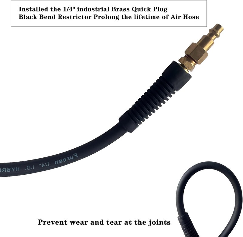 Furesn 3/8 in x 100 ft Heavy Duty Hybrid Air Hose - Kink Resistant with Brass Fittings - Image 4