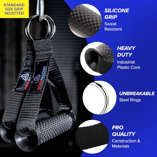 Core Prodigy Heavy Duty Exercise Handles - Grip Attachments for Cable Machine Pulleys, Gym Equipment, Resistance Bands, and Weight Lifting (Standard) - Image 2