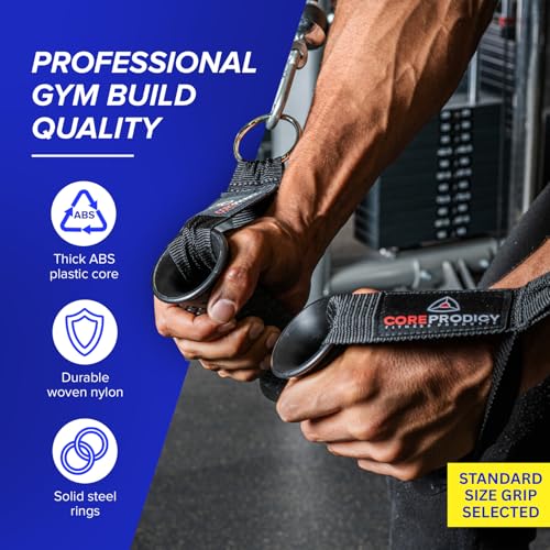 Core Prodigy Heavy Duty Exercise Handles - Grip Attachments for Cable Machine Pulleys, Gym Equipment, Resistance Bands, and Weight Lifting (Standard) - Image 4