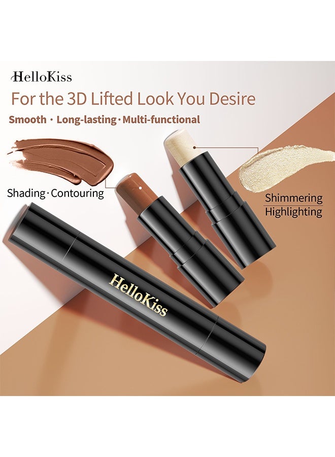 HelloKiss Double End Contouring Stick Highlighter&Shading 2 in 1 Makeup Shading Stick and Face Highlighter Stick Double End Contour Stick Cream Contour Stick Makeup Bronzer Stick Face Makeup Wonder Stick Face Brightens and Shades Pencil 03 - Image 3