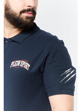 Plein Sport Men Sportswear Fit Short Sleeves Outdoor Polo Shirt, Navy  - Image 3